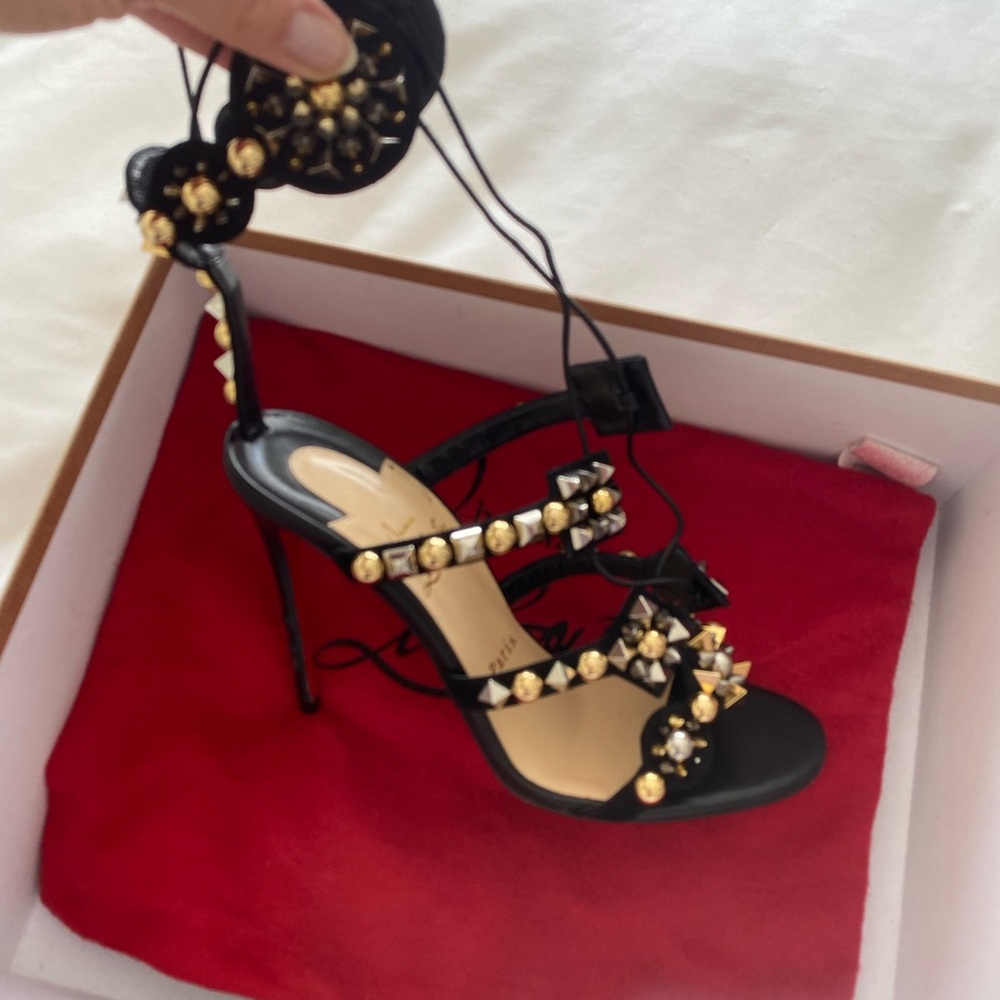 Christian Louboutin Black and Gold Heels